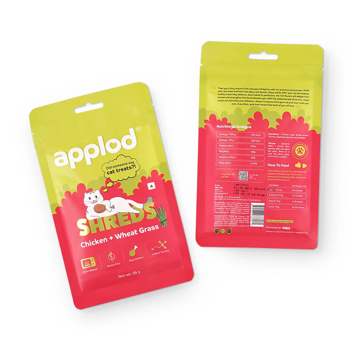 Applod Chicken with Wheat Grass Cat Treat - 35g - Zigly