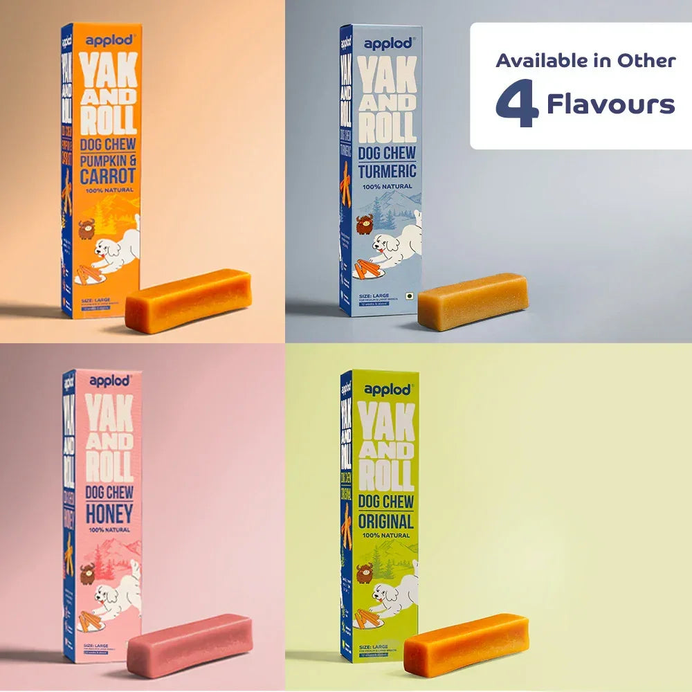 Applod Yak & Roll Peanut Butter & Banana Yak Chew for Dogs - Zigly
