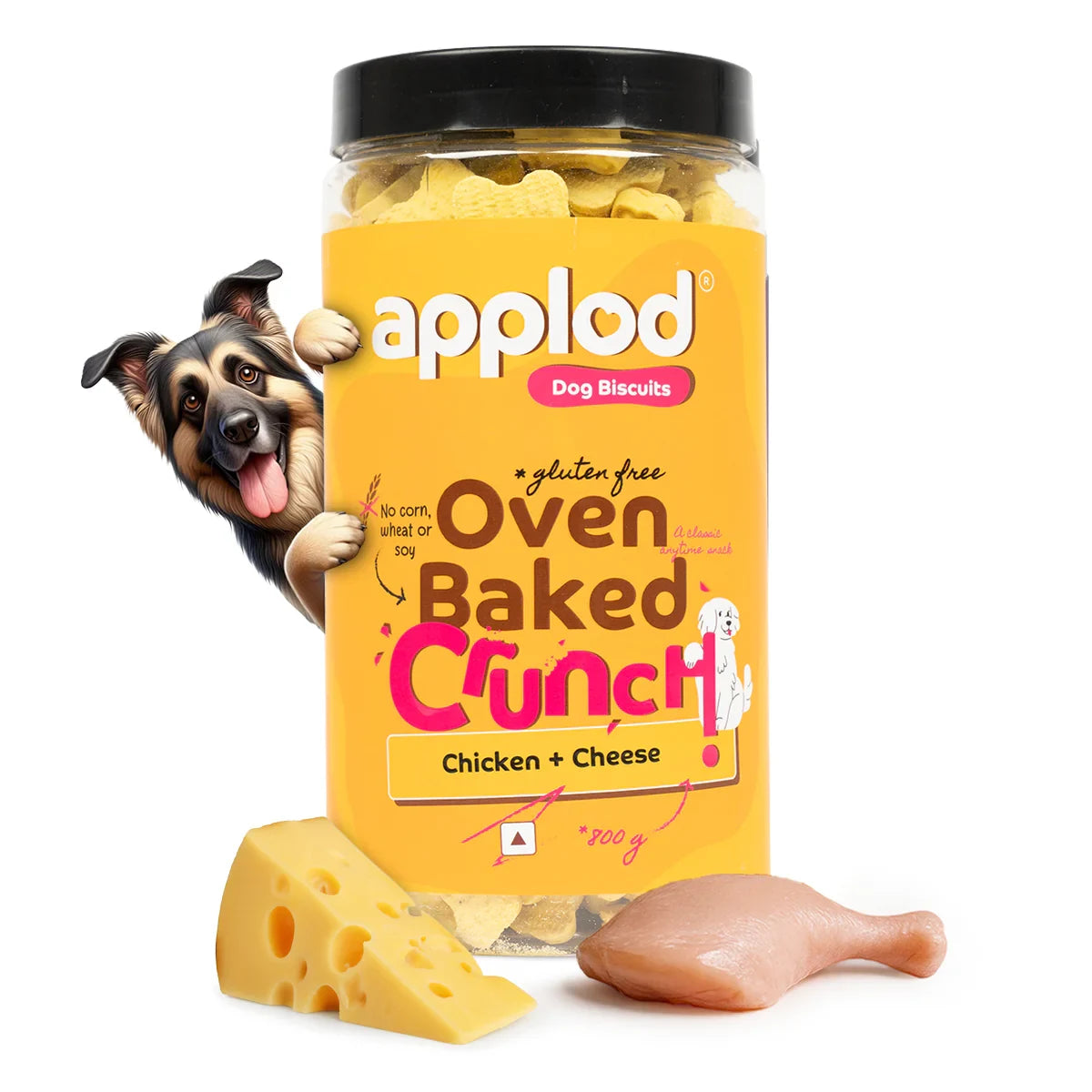 Applod Crunch-a-Licious Gluten Free Chicken & Cheese Dog Biscuits - 800g - Zigly
