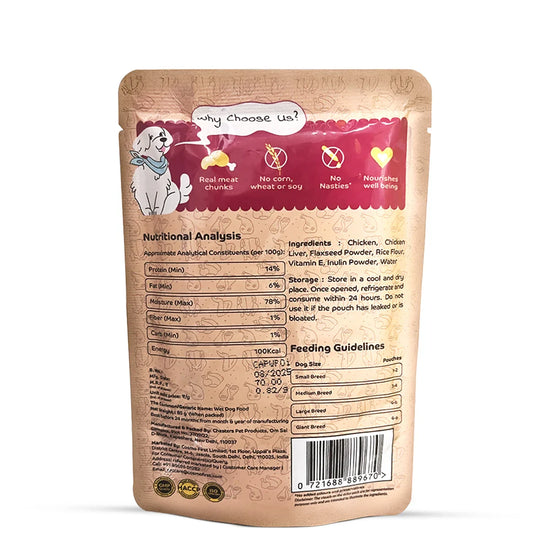 Applod Chicken Chunks & Liver in Gravy Wet Dog Food  85g - Zigly