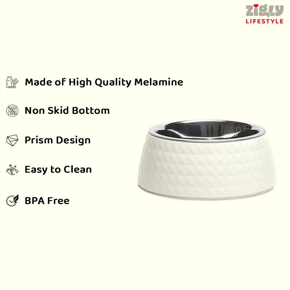 ZL Retro Pyramid Jasmine Melamine Dog Bowl - Zigly