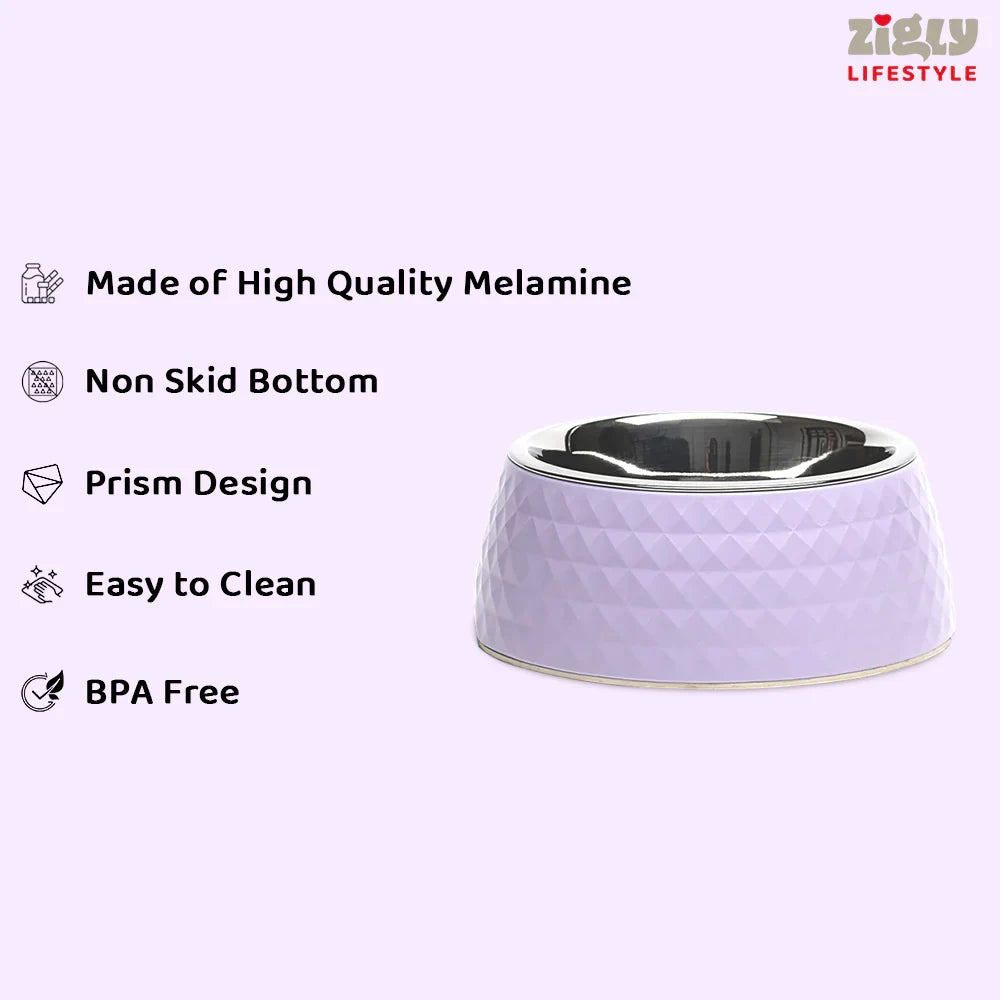 ZL Retro Pyramid Lavender Melamine Dog Bowl - Zigly