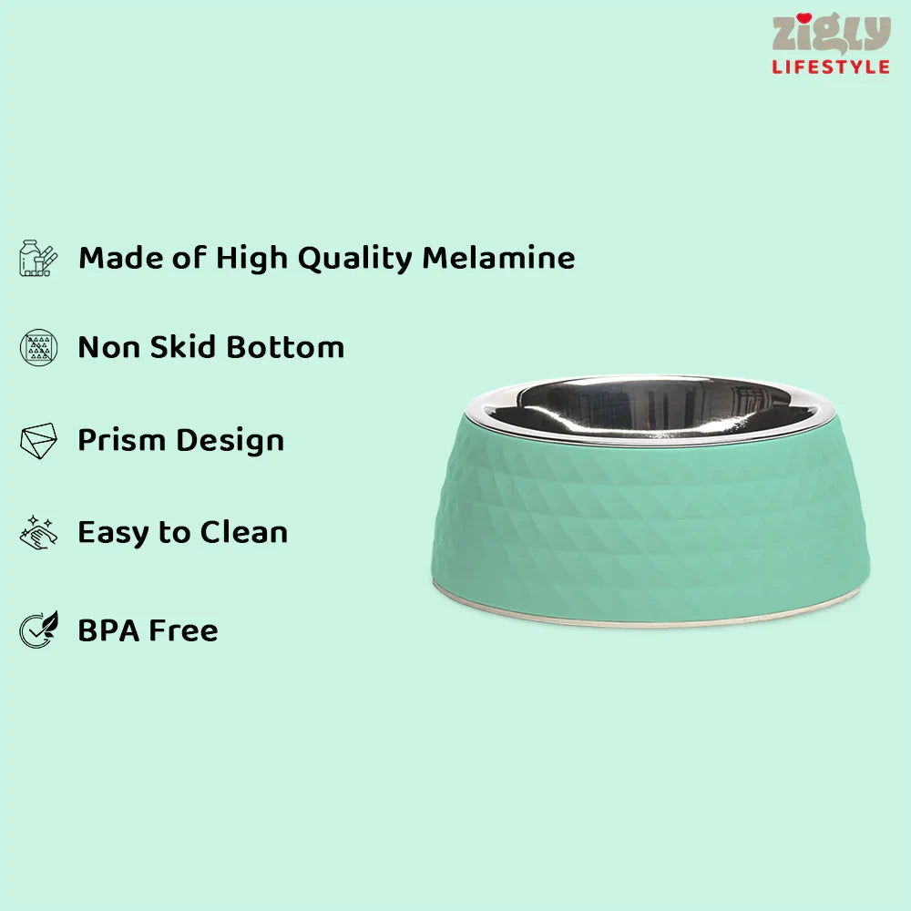 ZL Retro Pyramid Sage Melamine Dog Bowl - Zigly