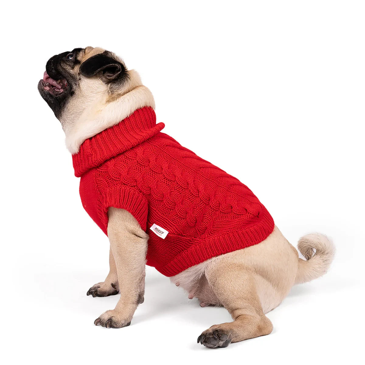 ZL Winterized Crimson Cozy Red cable knit Dog Sweater - Zigly