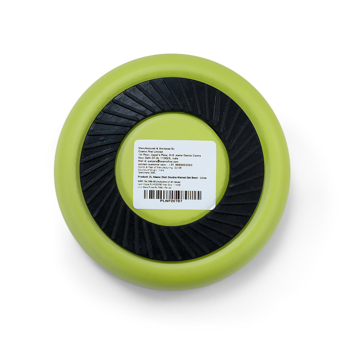 ZL Meow Dish Double Walled Cat Bowl - Lime