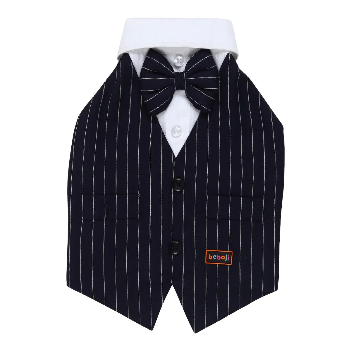 beboji Classy Gentleman Black Stripe Dog Shirt with Bow - Zigly