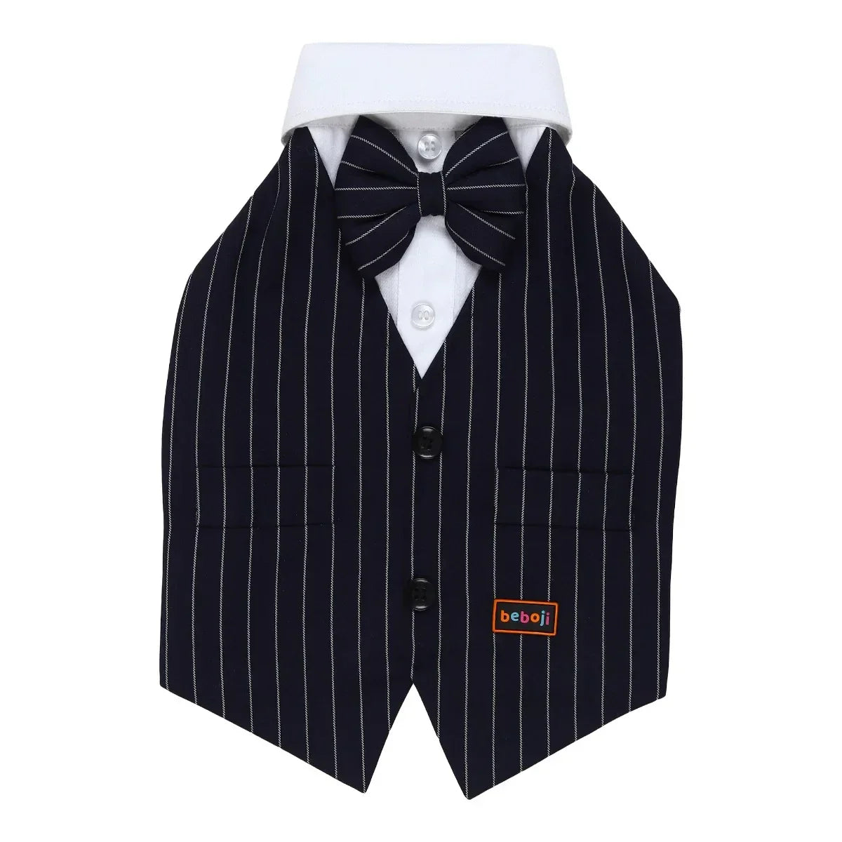 beboji Classy Gentleman Black Stripe Dog Shirt with Bow - Zigly