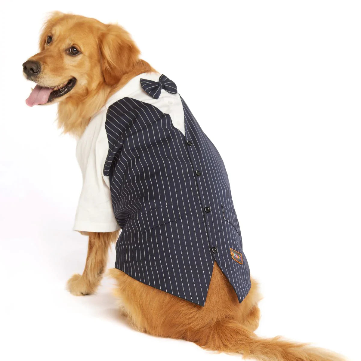 beboji Classy Gentleman Black Stripe Dog Shirt with Bow - Zigly