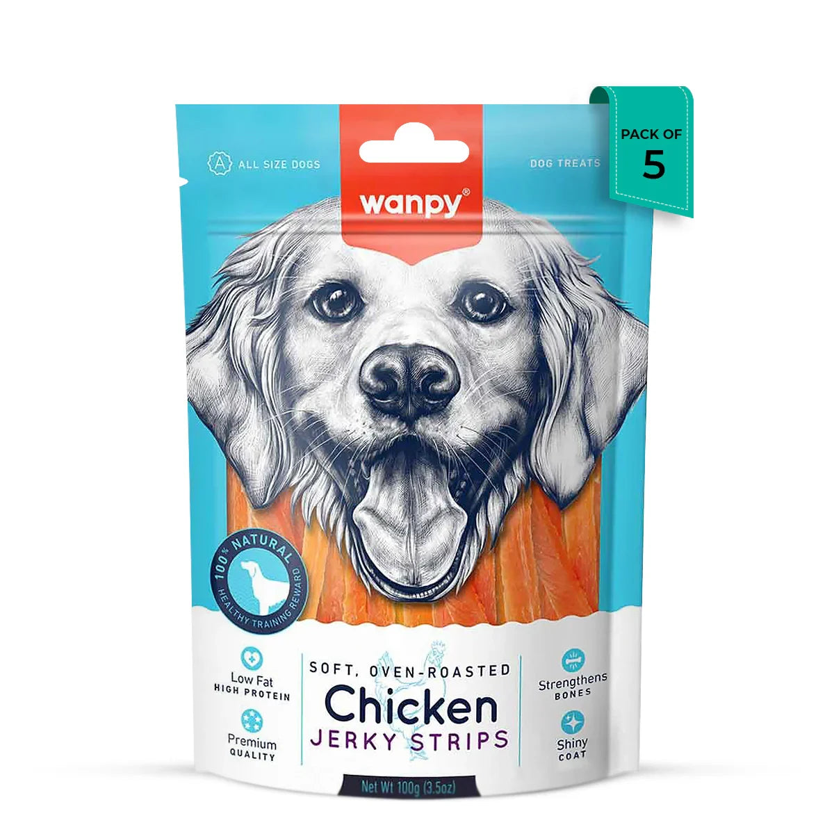 Wanpy Chicken Jerky Strips Dog Treat - 100g - Zigly
