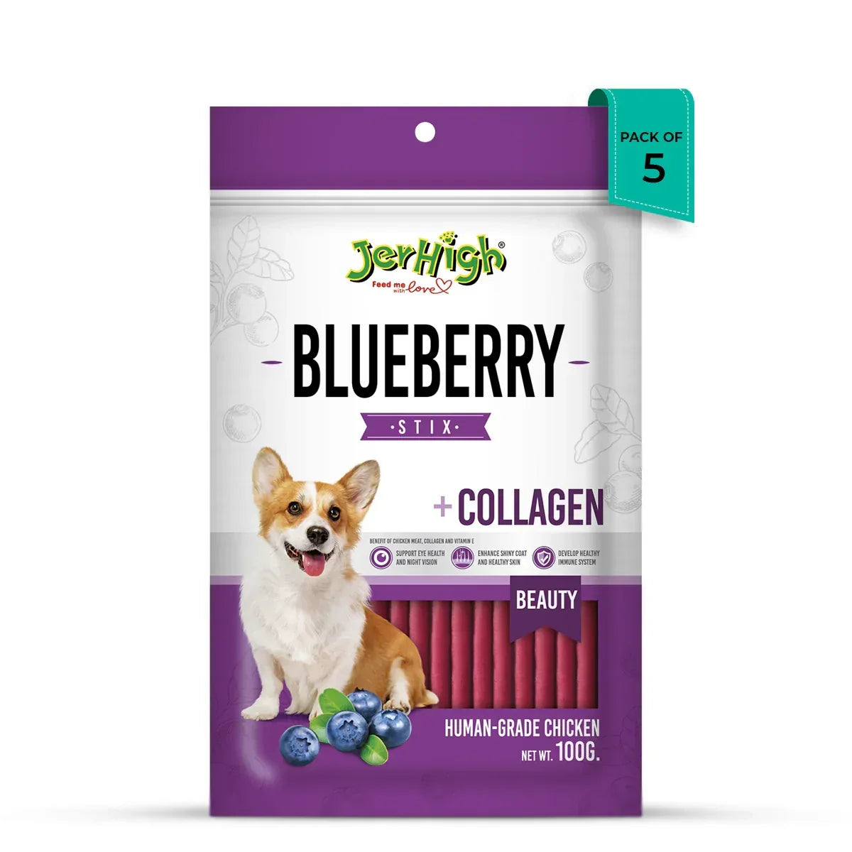 JerHigh Blueberry Dog Meaty Treat - 100g - Zigly