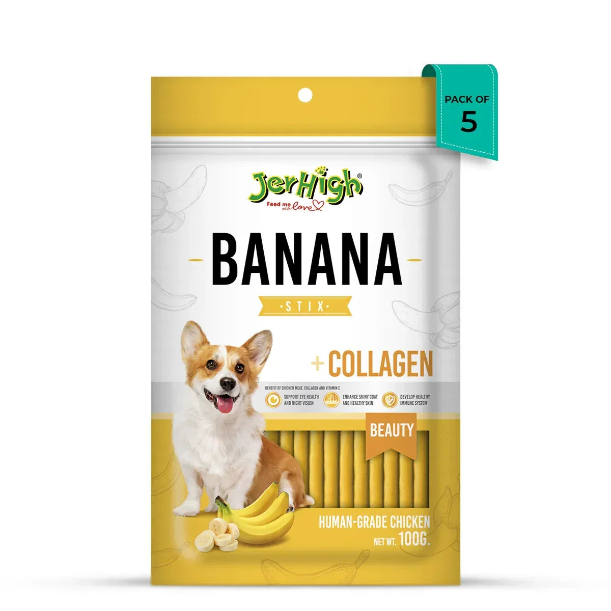 JerHigh Banana Dog Meaty Treat - 100g - Zigly
