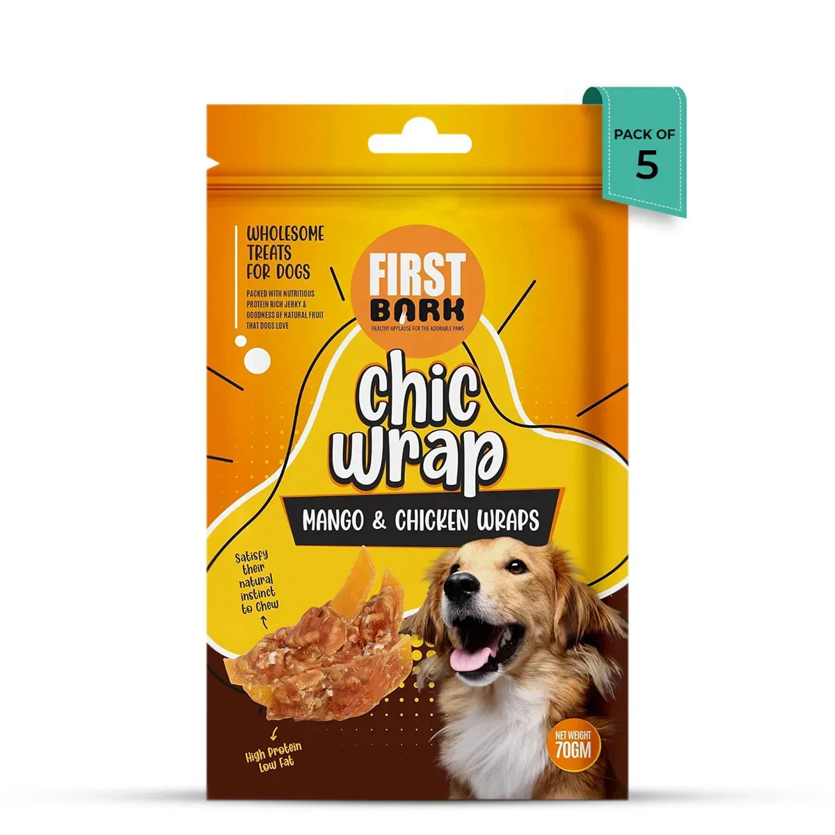 First Bark Mango & Chicken Wraps Dog Treat - 70g - Zigly