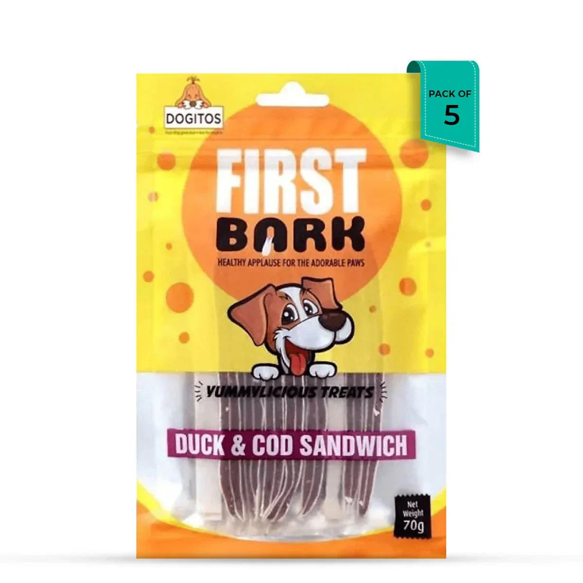 First Bark Duck & Cod Sandwich Dog Treat - 70g - Zigly