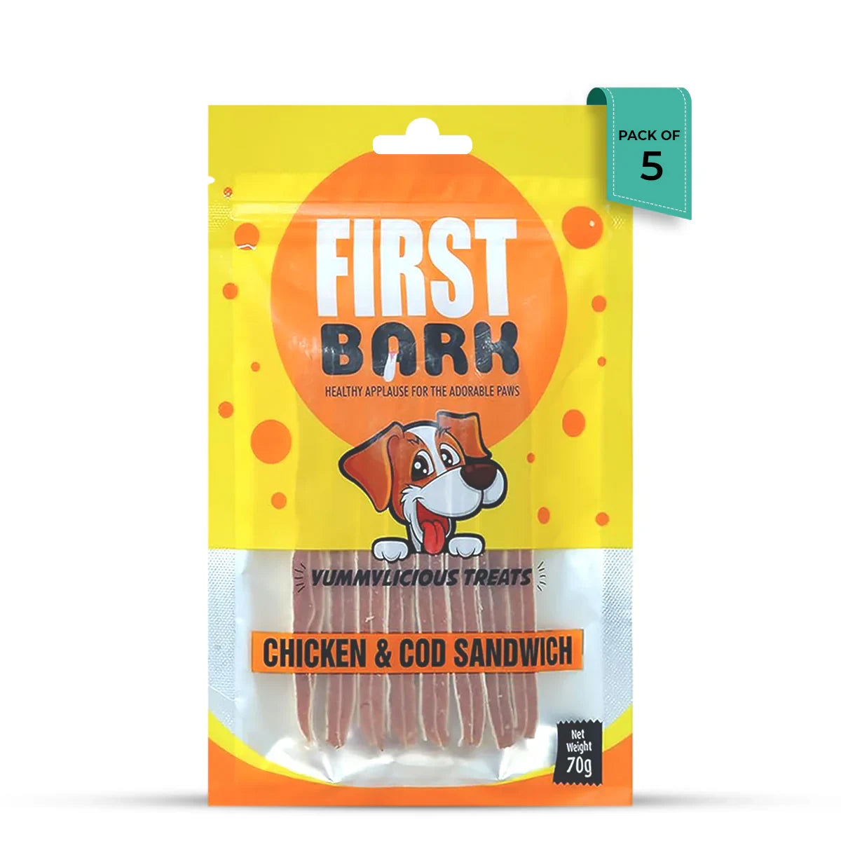 First Bark Chicken And Cod Sandwich Dog Treat - 70g - Zigly