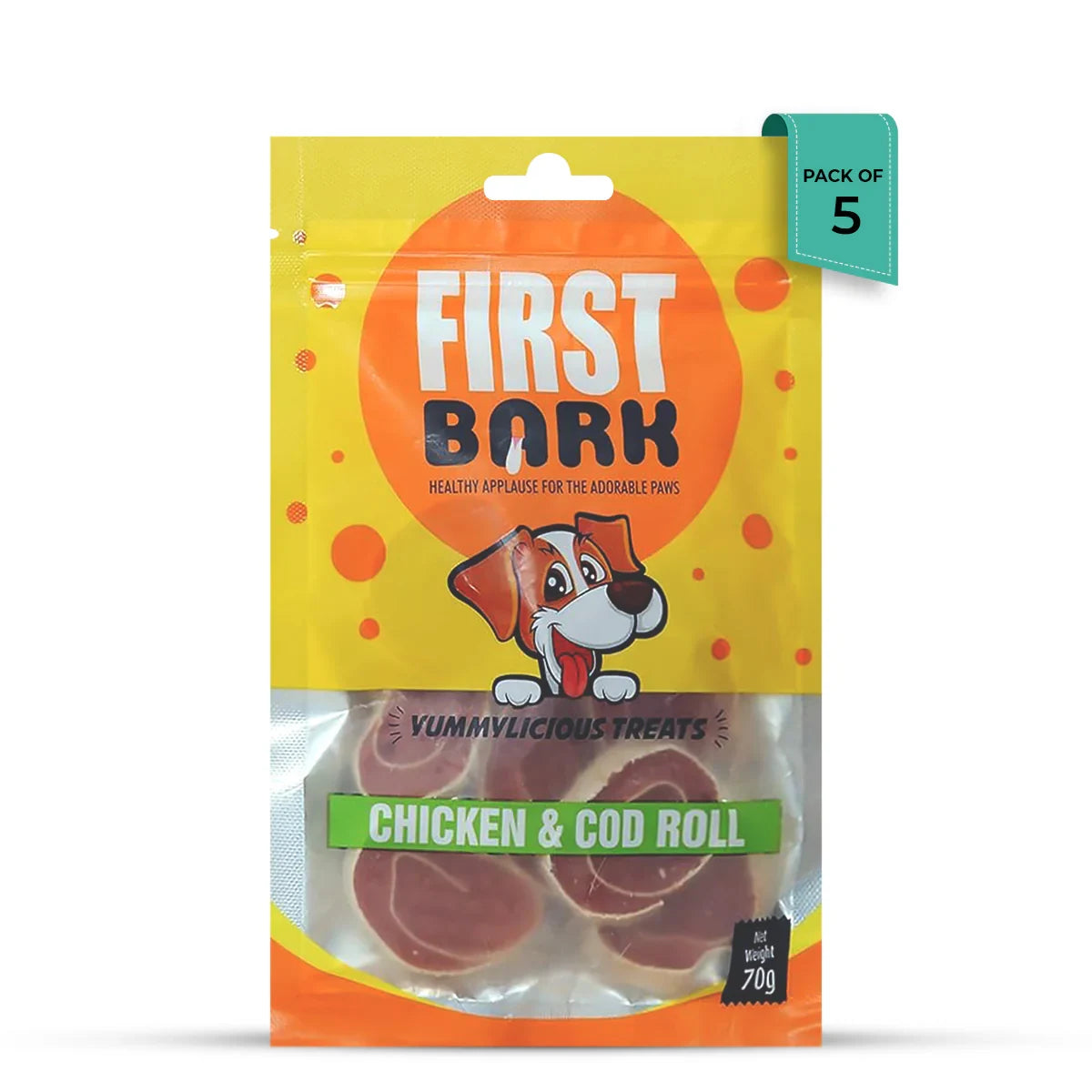 First Bark Chicken & Cod Roll Dog Treat - 70g - Zigly
