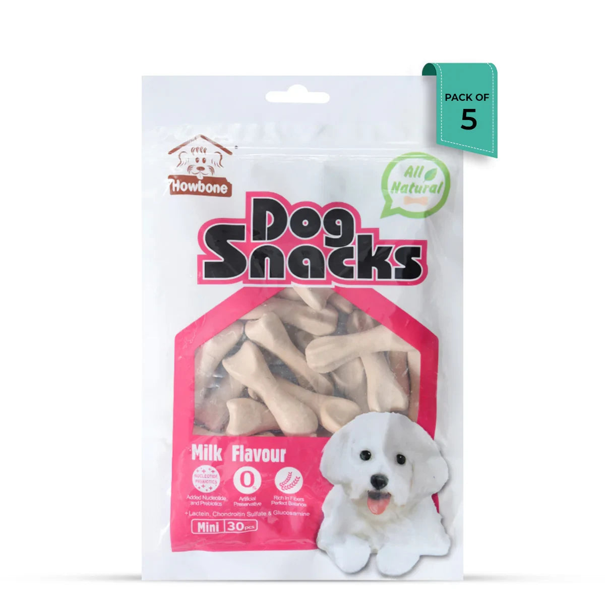 Gnawlers Howbone Dog Snack Mini 30-in-1 Milk Dog Treat  270g - Zigly