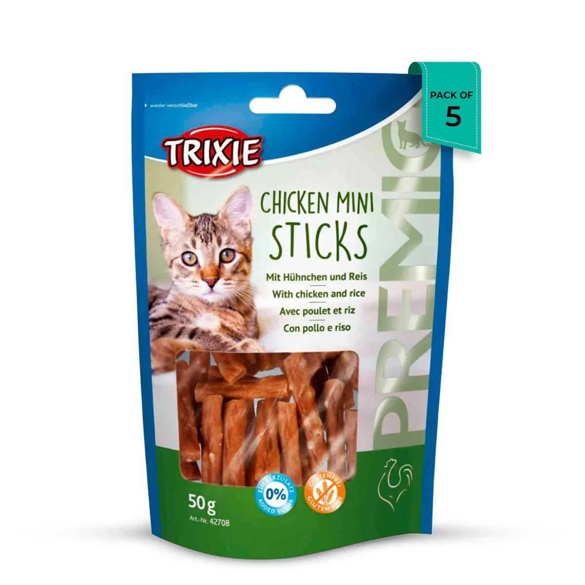 Trixie Premio Chicken Mini Sticks Cat Treat - 50g - Zigly