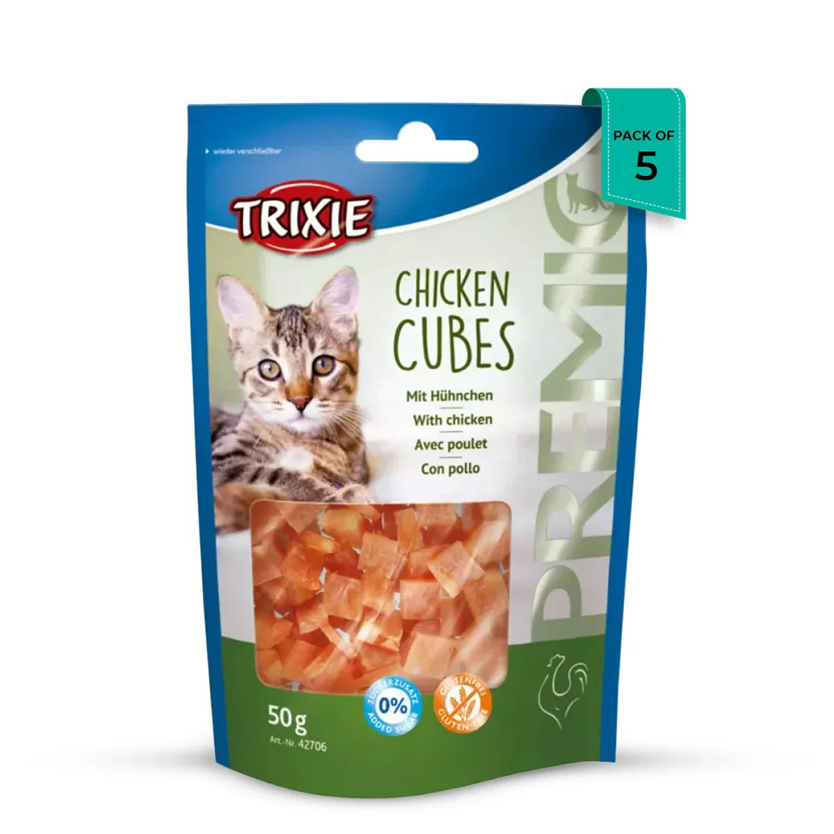 Trixie Premio Chicken Cubes Cat Treat - 50g - Zigly