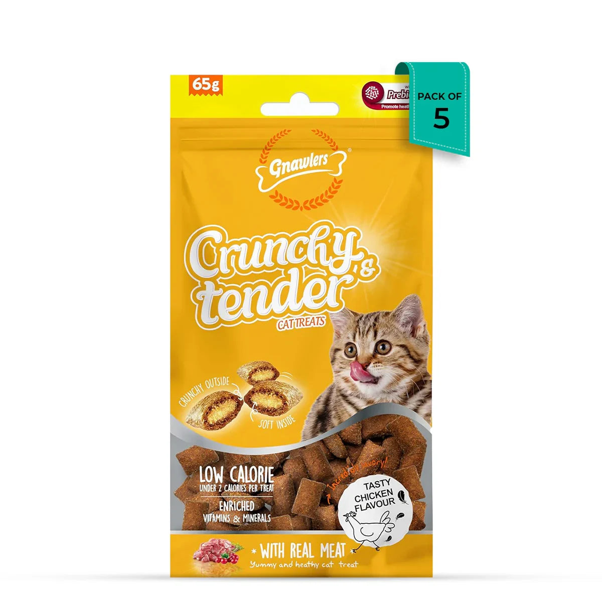 Gnawlers Crunchy Tenders Chicken Flavour Cat Treat - 65g - Zigly