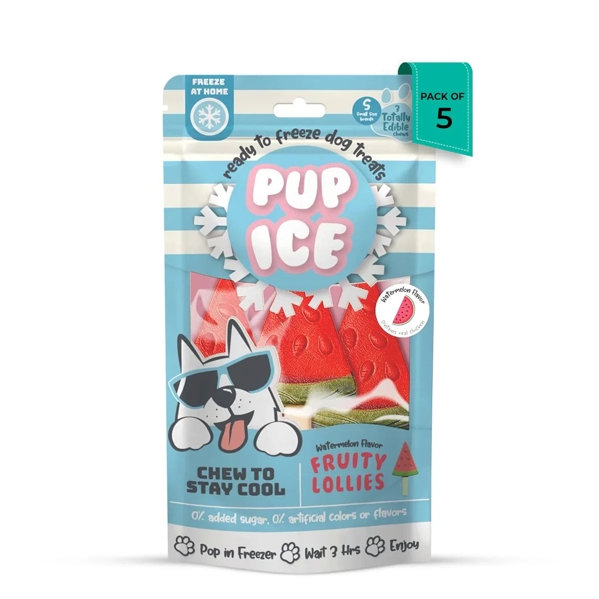 Imaginelles Pup Ice Fruity Lollies Watermelon Dog Treat - 3 Pieces - 90g - Zigly