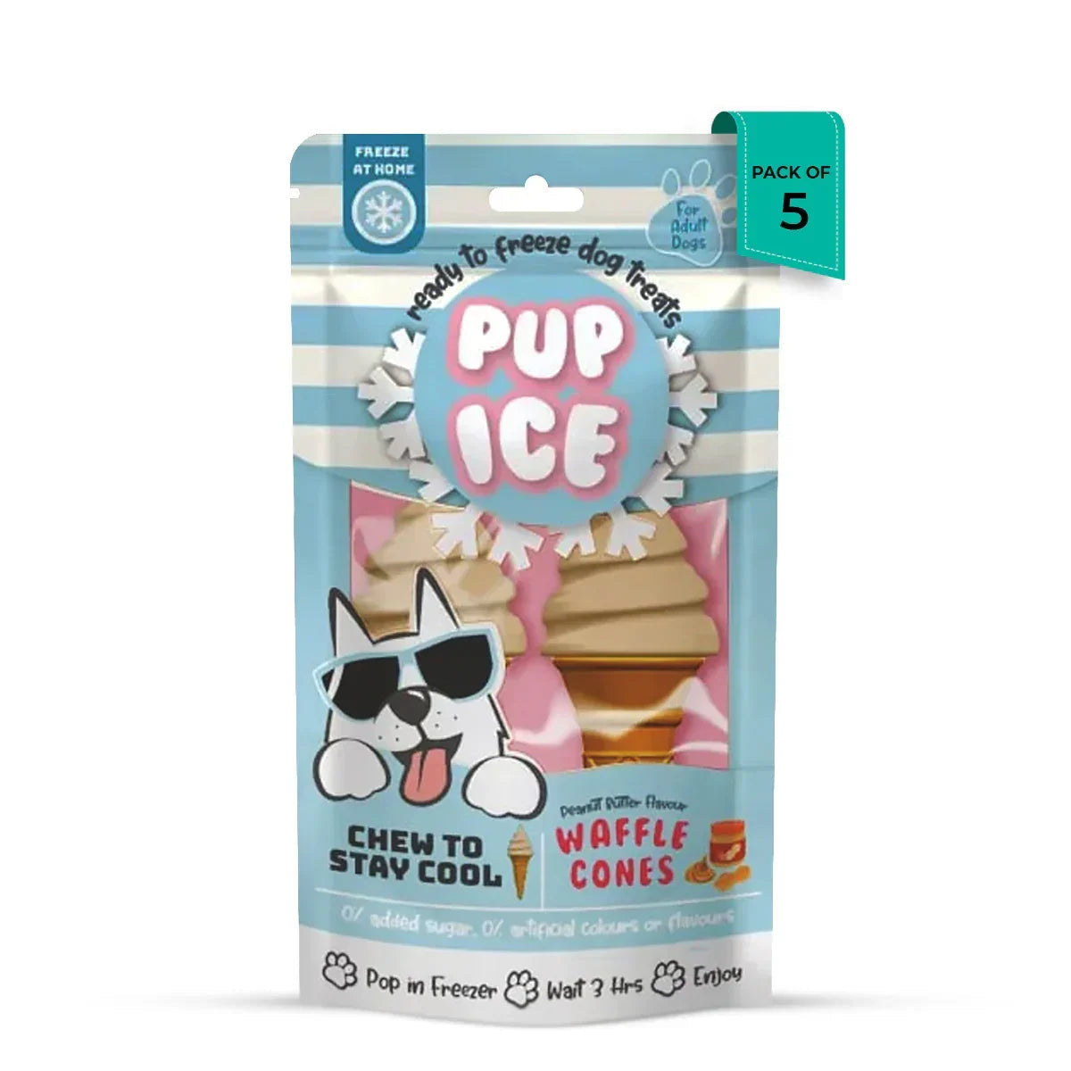 Imaginelles Pup Ice Waffle Cones Vanilla & Peanut Butter Dog Treat, 2 Pieces - 110g - Zigly