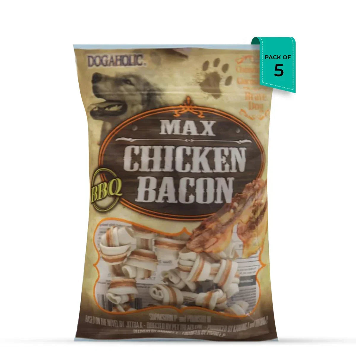 Dogaholic Chicken Bacon Bone Bbq Dog Treat - 10 Pieces - Zigly