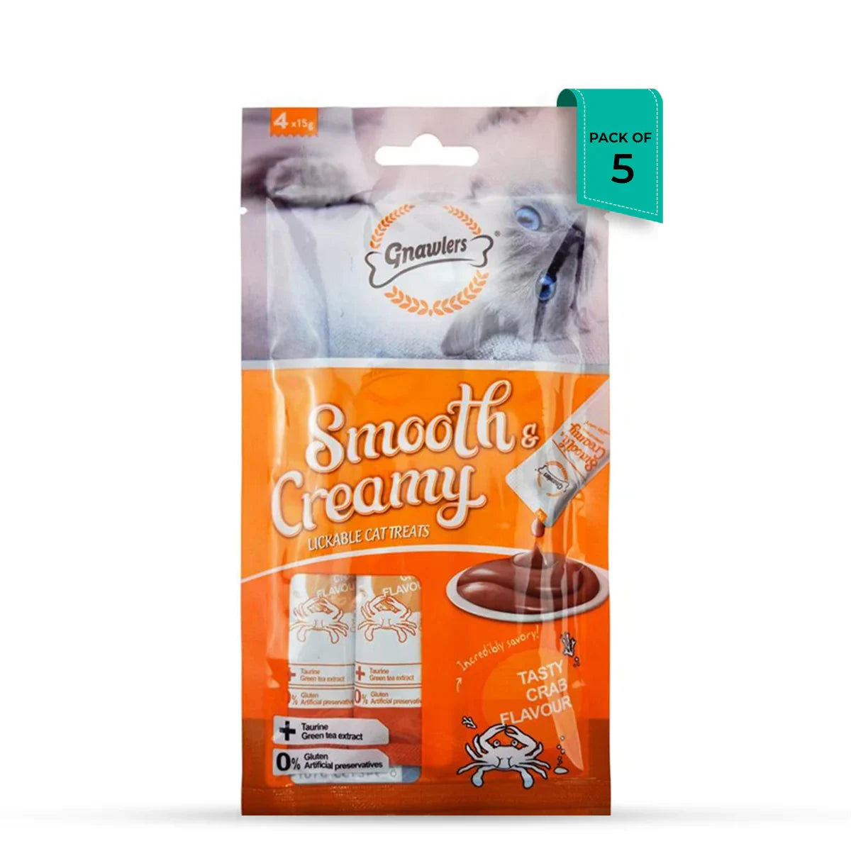 Gnawlers Creamy Treat Tasty Crab Cat Treat - 60g - Zigly