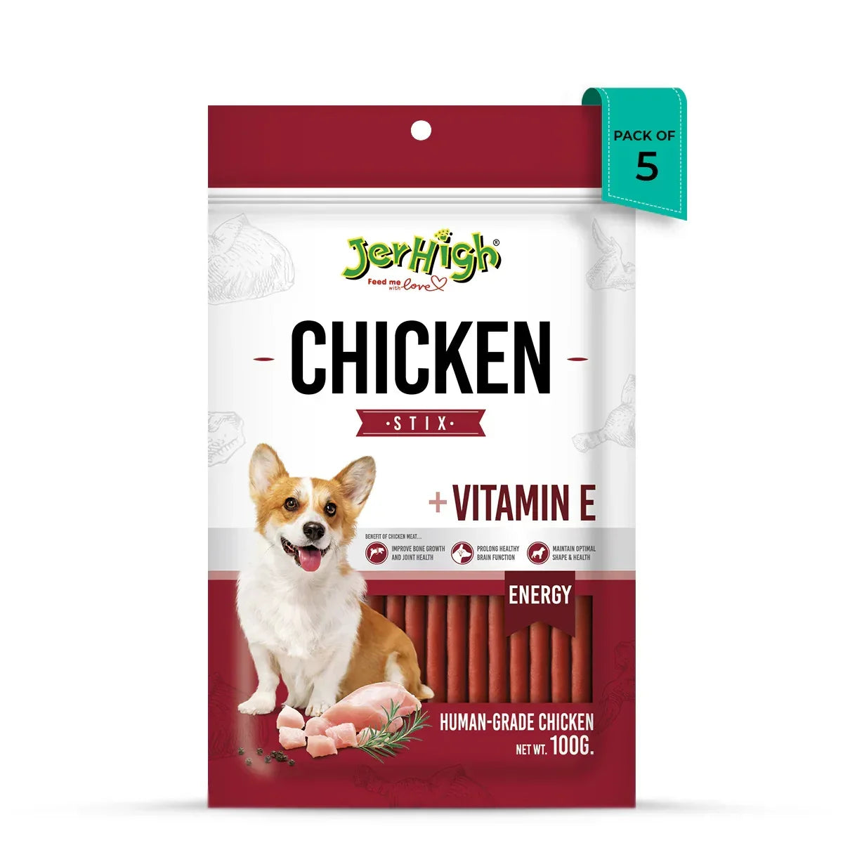 JerHigh Stix Dog Meaty Treat - 100g - Zigly