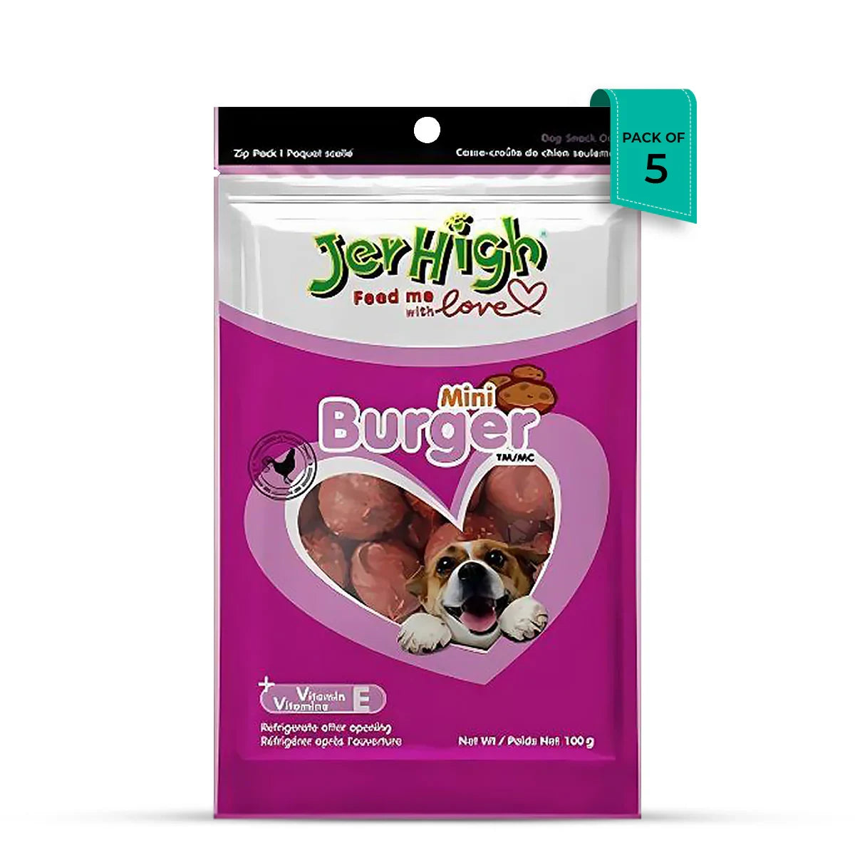 JerHigh Mini Burger Dog Meaty Treat - 100g - Zigly