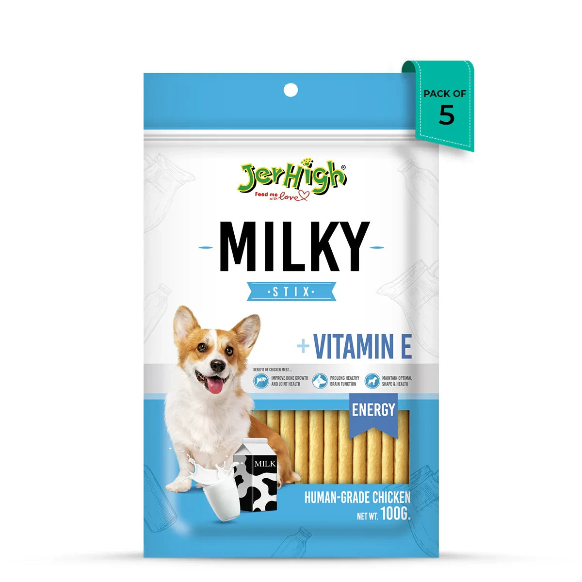 JerHigh Milk Stix Dog Meaty Treat - 100g - Zigly