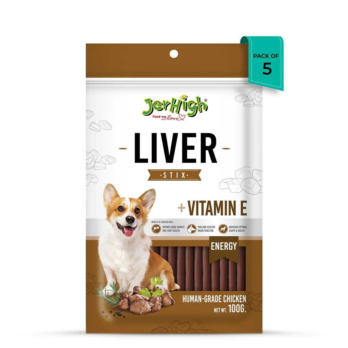 JerHigh Liver Stix Dog Meaty Treat - 100g - Zigly