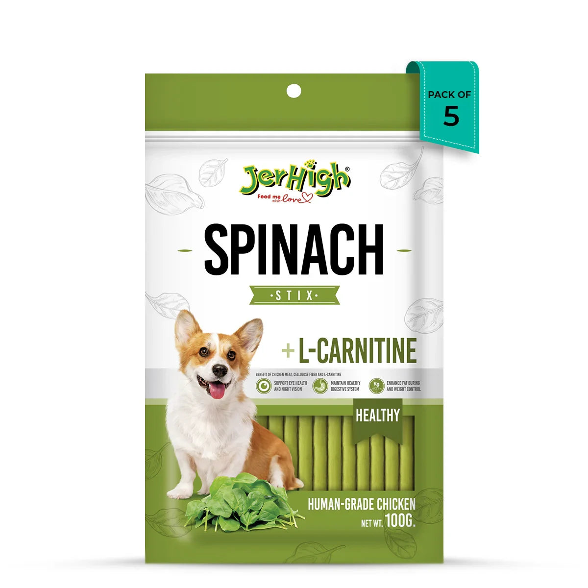 JerHigh Spinach Dog Meaty Treat - 100g - Zigly