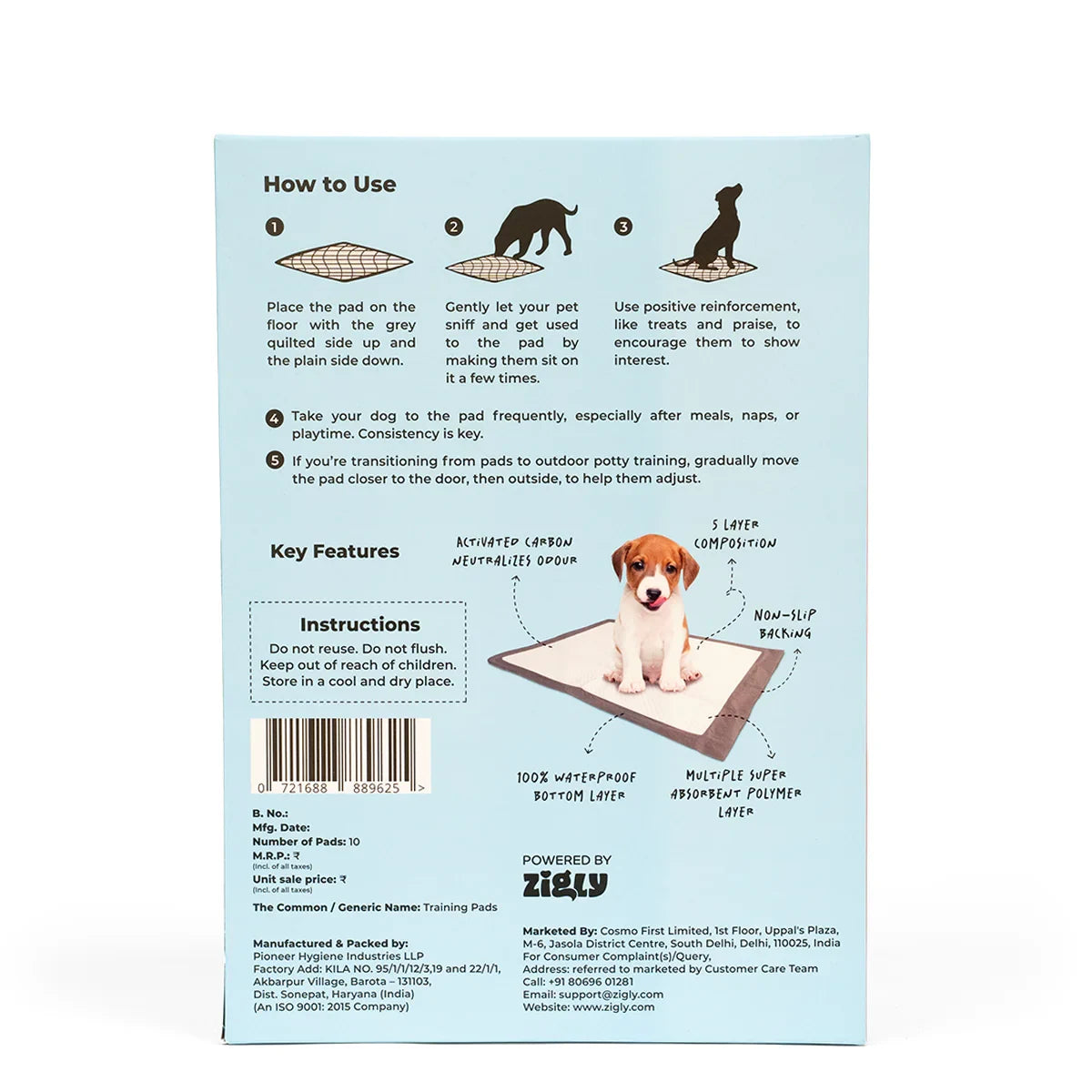 Furpro Carbon Puppy Training Pads 10 Pads (60x90 cm) - Zigly