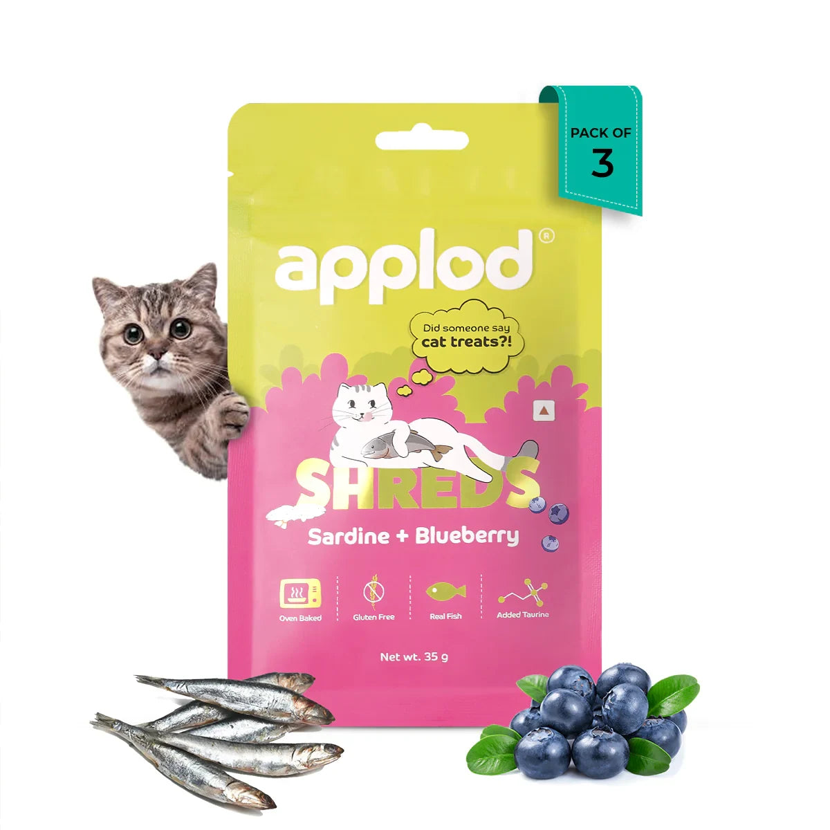 Applod Sardine with Blueberry Cat Treat - 35g - Zigly