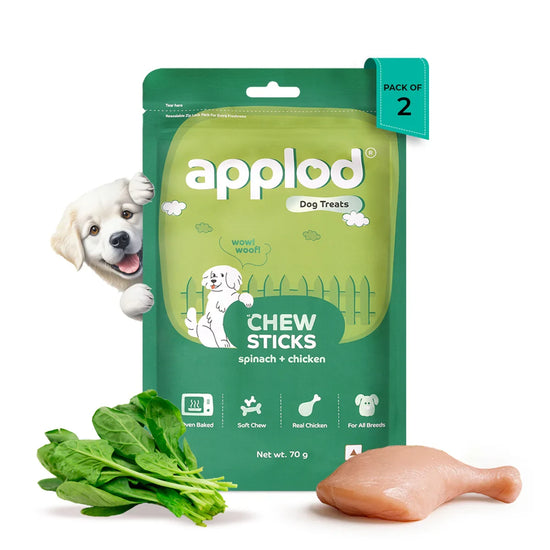 Applod Soft Spinach Chew Sticks Dog Treat - 70g - Zigly