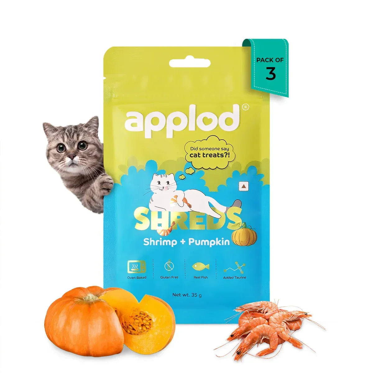 Applod Shrimp with Pumpkin Cat Treat - 35g - Zigly
