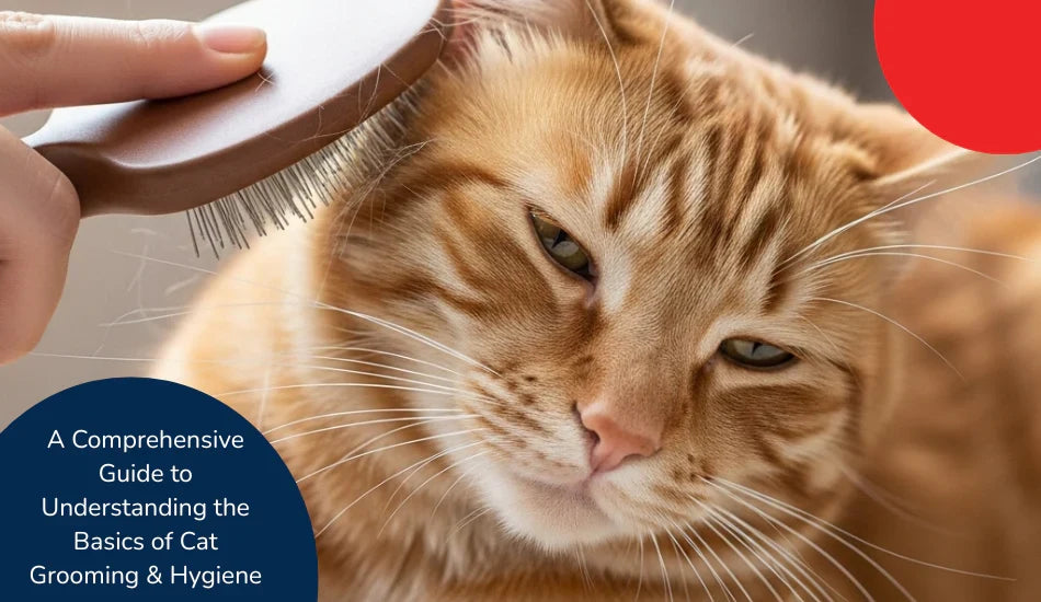Zigly cat grooming hygiene guide, orange tabby cat being brushed, close-up