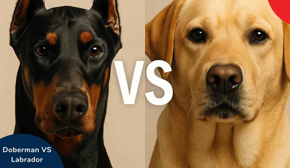 Doberman vs Labrador side by side comparison, dog breeds face off, zigly
