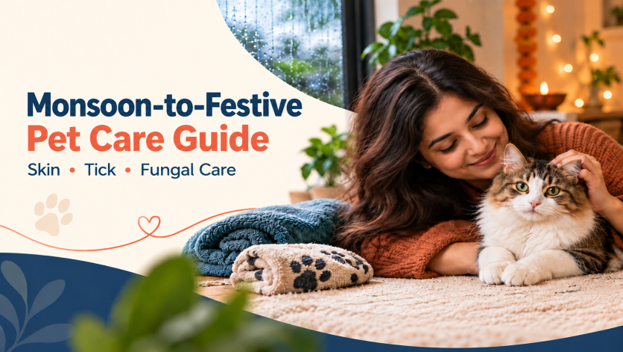 Monsoon-to-Festive Transition Guide for Pet Parents: Skin, Coat, Tick, and Fungal Care