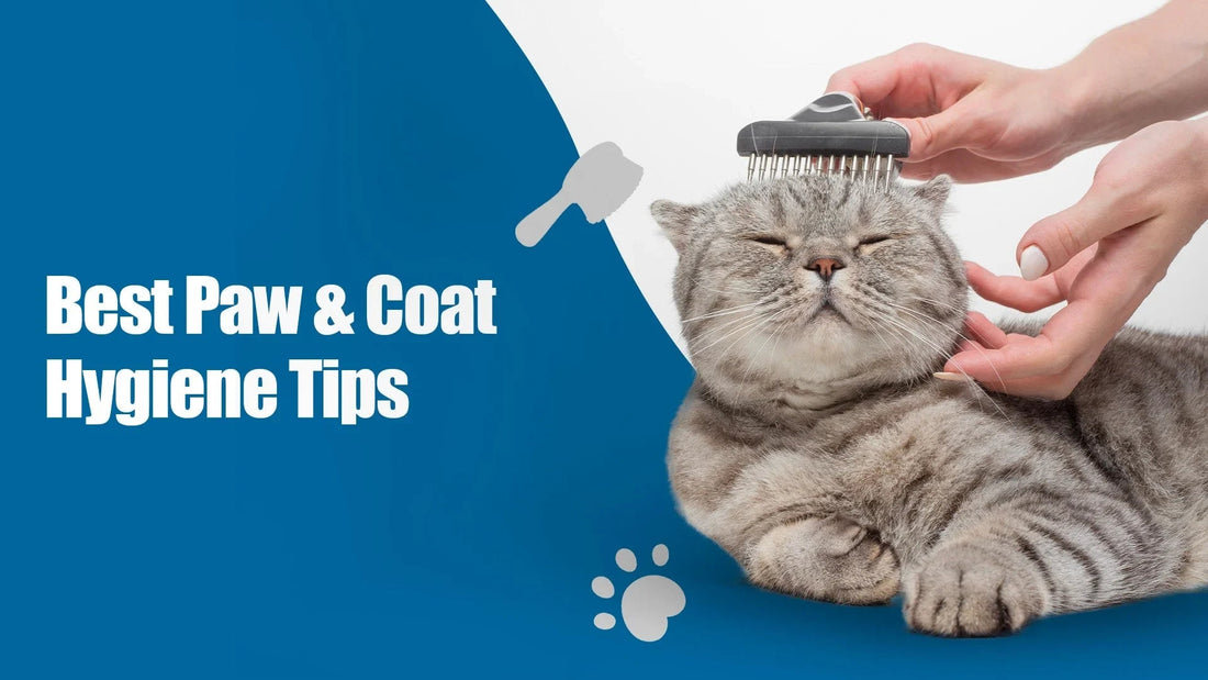 Zigly cat grooming, paw and coat hygiene tips, person brushing happy grey cat