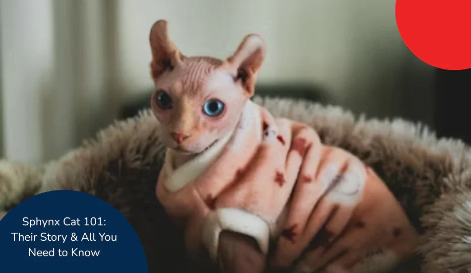 Sphynx cat in star-patterned sweater on a cozy bed, Zigly style, blue eyes prominent.