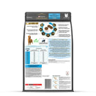 Zigly Purina Pro Plan dog food large breed, back view with feeding guide and nutrition info.