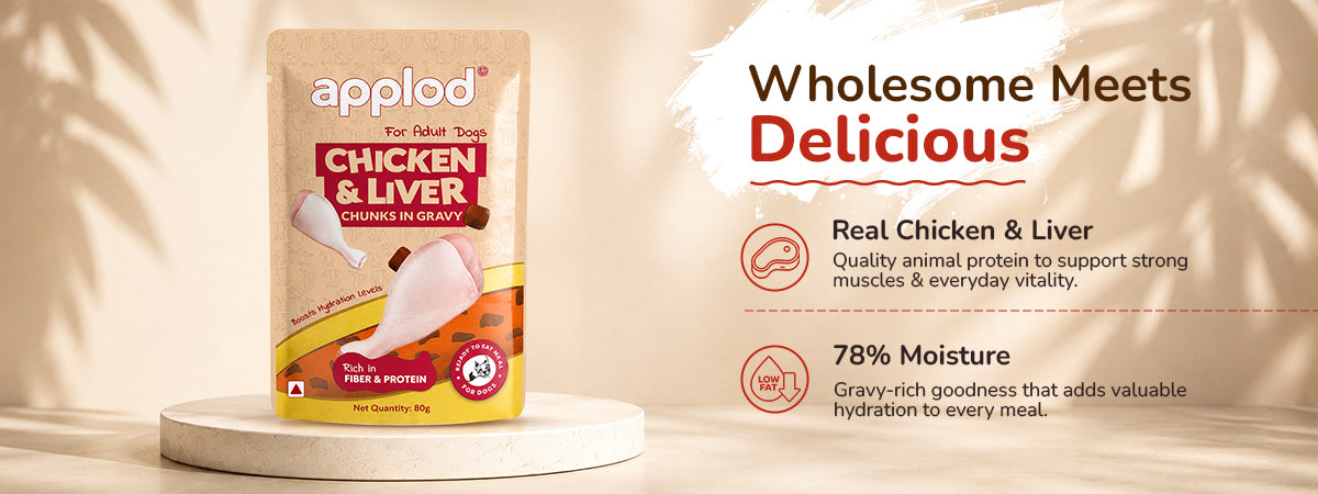 Applod Chicken Chunks & Liver in Gravy Adult Wet Dog Food - 85g