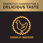 Chicken ingredient icon with text 'Perfectly cooked for a delicious taste, chicken #1 ingredient'.