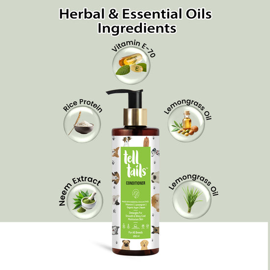 Tell Tails Natural Dog Conditioner with Rice Protein, Neem, and Lemongrass Oil from zigly
