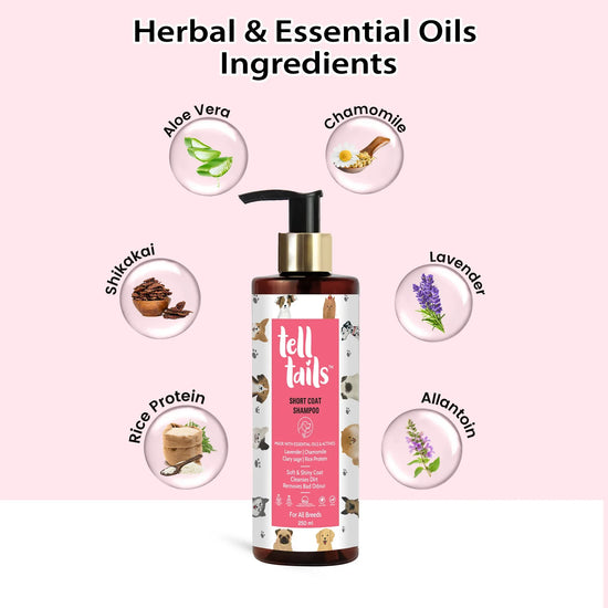 Tell Tails Short Coat Dog Shampoo with herbal ingredients on zigly