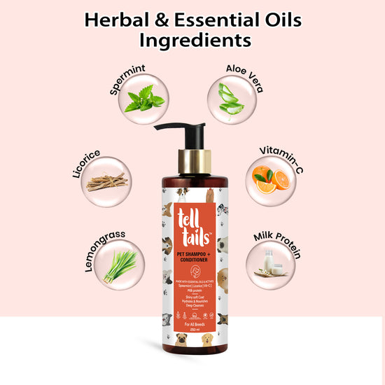 Tell Tails 2-in-1 dog shampoo and conditioner with herbal ingredients from zigly