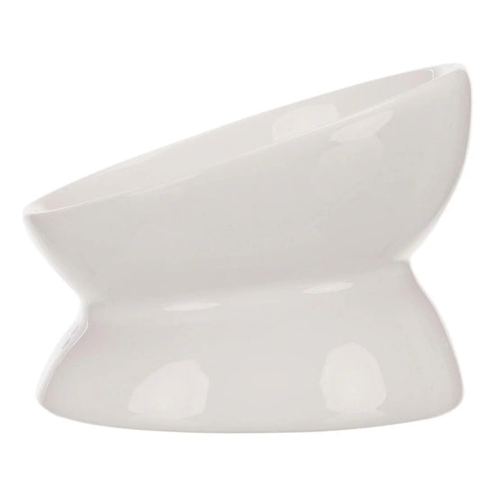 Trixie Elevated Ceramic Cat Bowl 370ml - Dia 14cm - White
