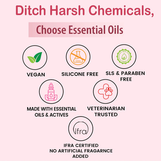 Tell Tails dog shampoo benefits: vegan, silicone, SLS & paraben free, IFRA certified at zigly