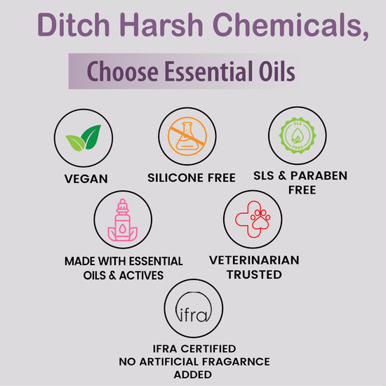 Tell Tails anti-dandruff pet shampoo features: vegan, silicone free, SLS & paraben free, zigly